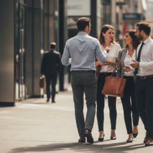 group of people talking