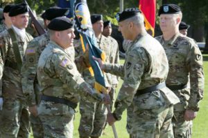 Change of Command ceremony: transfering leadership.